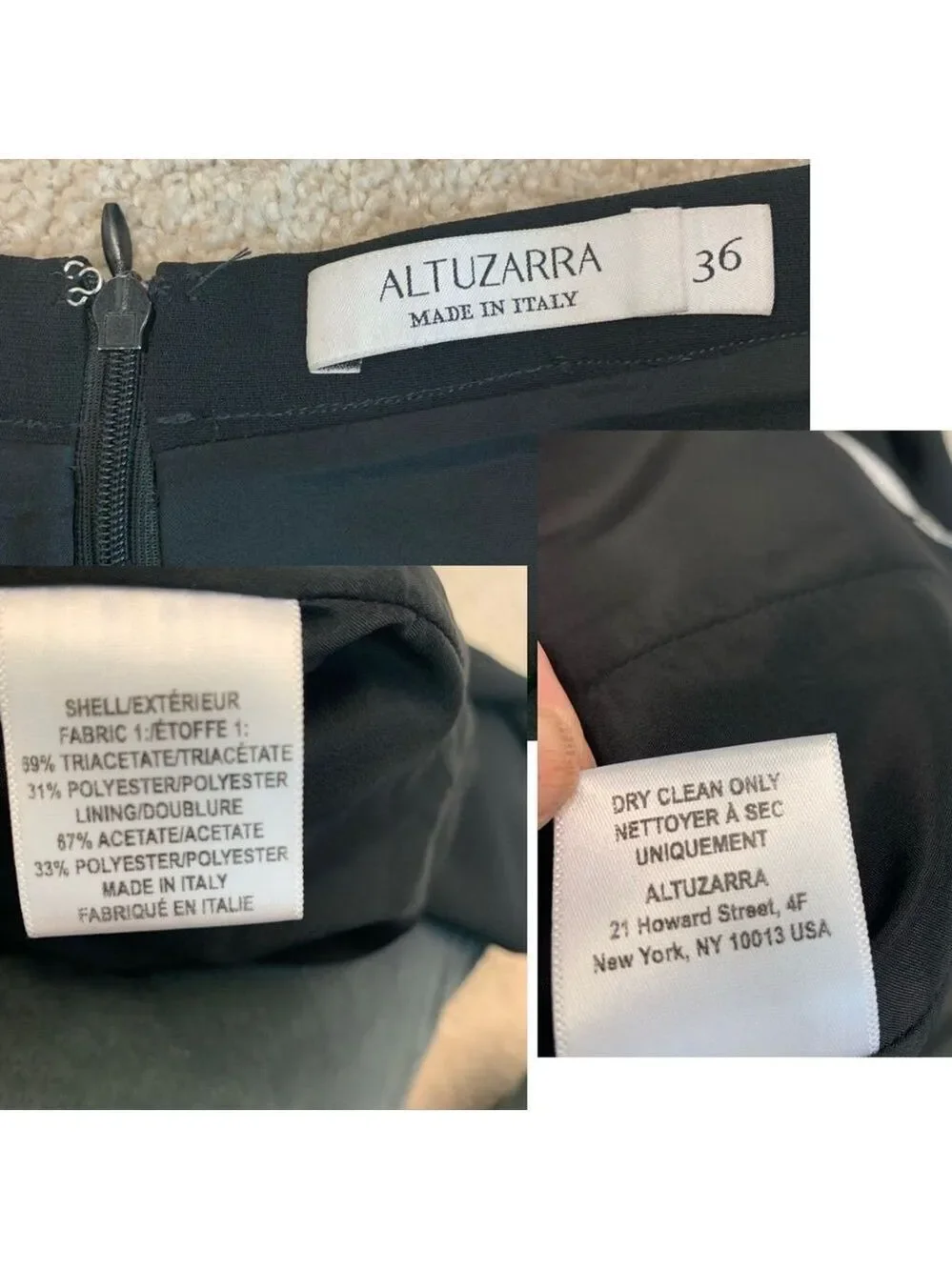 Altuzarra black pencil skirt side slit Sz 36 NWOT
